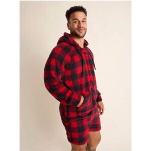 NWT Chubbies The Lumberjack Of All Trades Men's Fleece Romper Red Black Size M